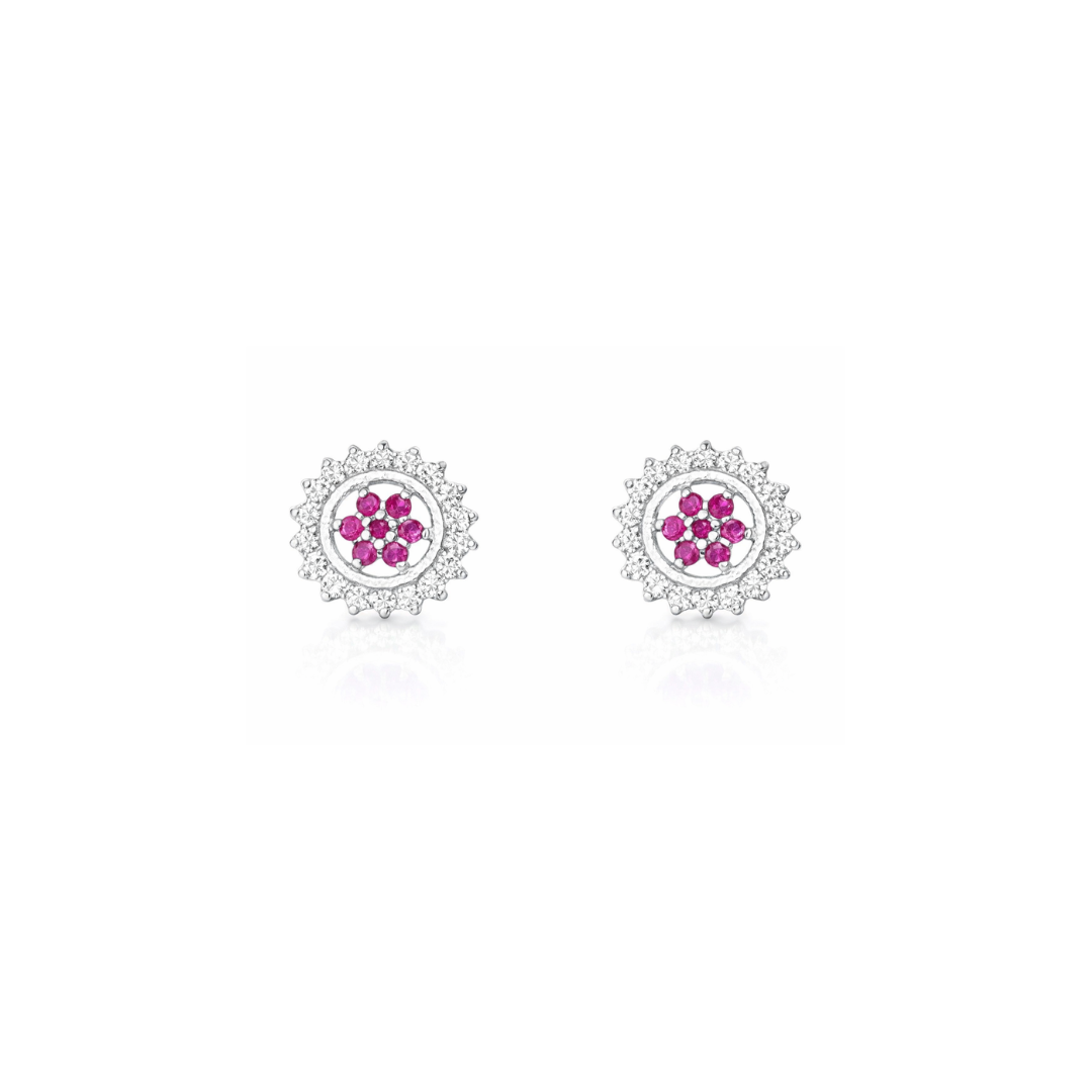 Floral Silver Eartops
