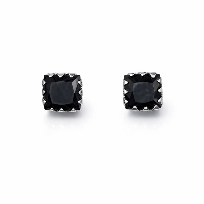 Square Silver Ear Studs