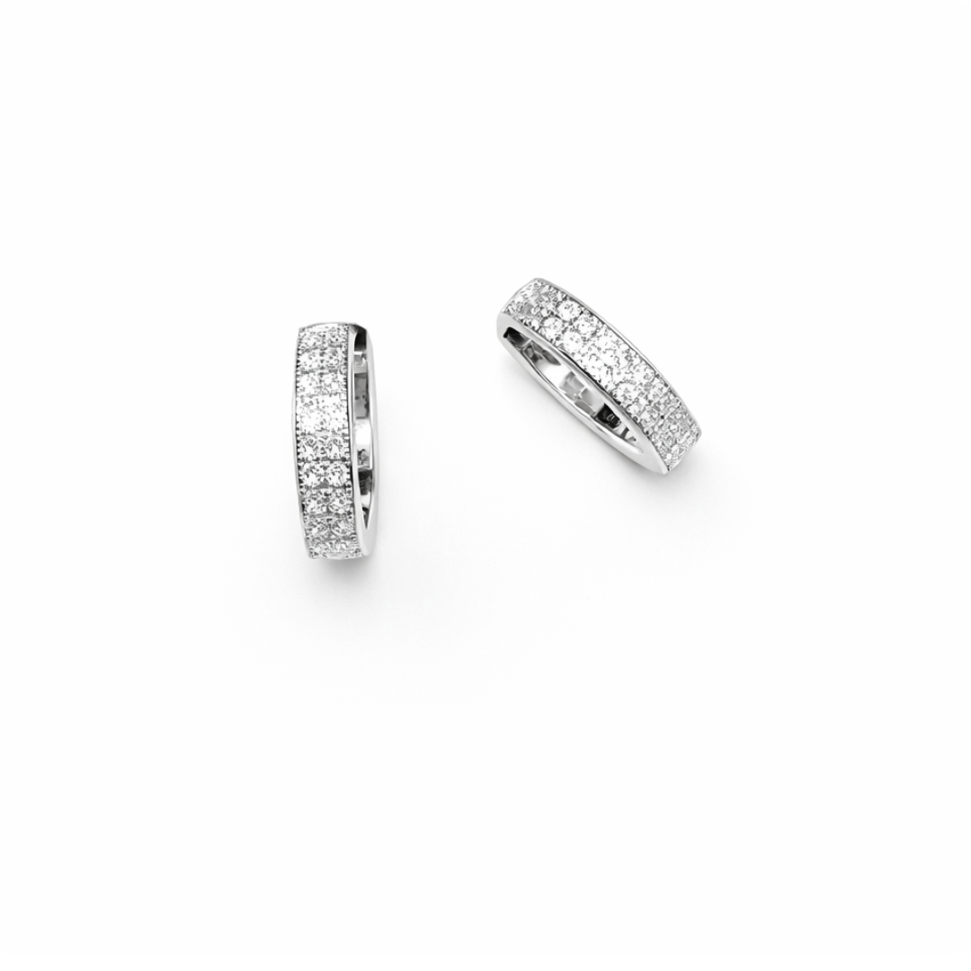 White Double Line Huggie Hoops