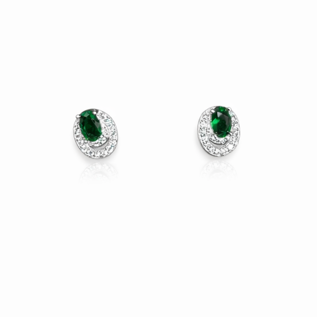 Oval Stone Silver Pendant Set