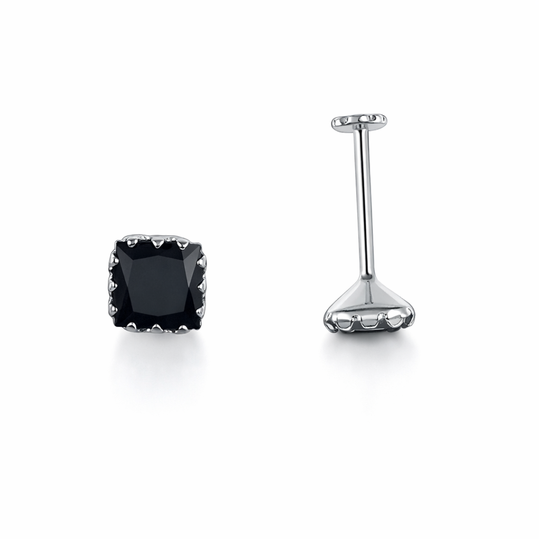 Square Silver Ear Studs