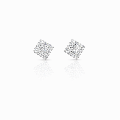 Square Stone Silver Eartops
