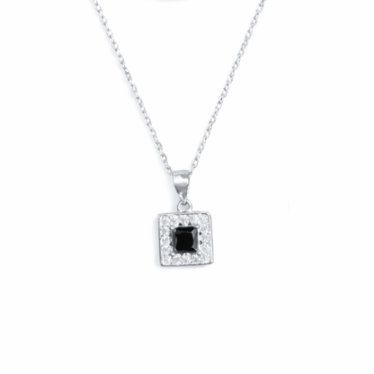 Square Stone Silver Pendant Set