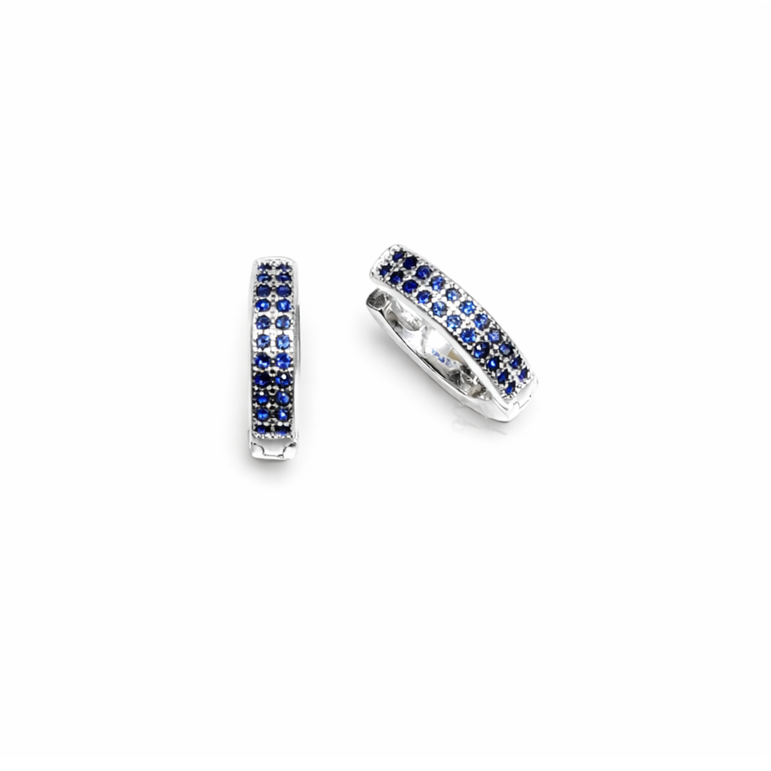 Blue Double Line Huggie Hoops