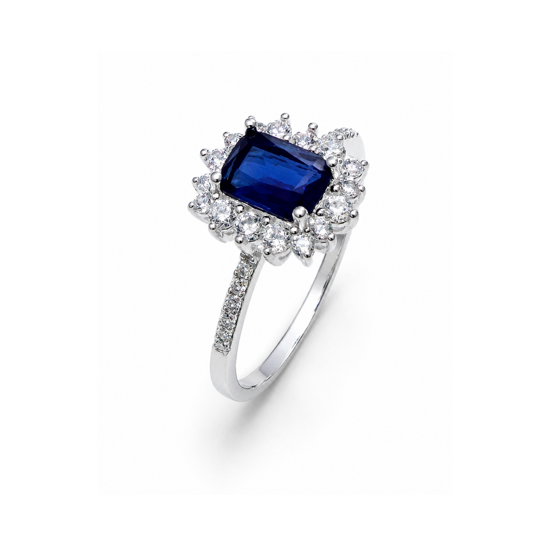 Emerald-Cut Stone Silver Ring