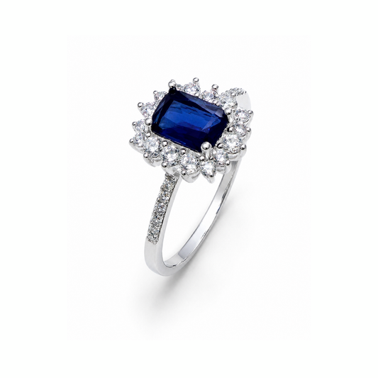 Emerald-Cut Stone Silver Ring