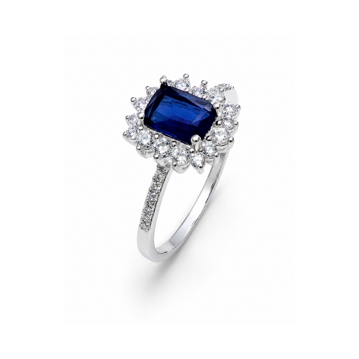Emerald-Cut Stone Silver Ring