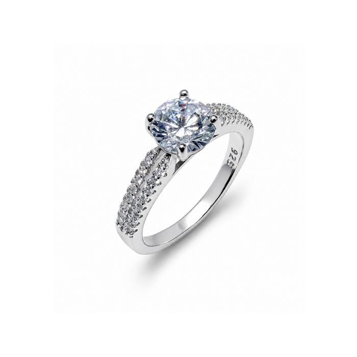 Hayes Split Hidden Halo Engagement Silver Ring