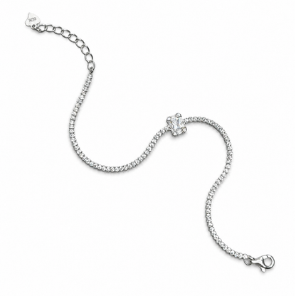 Emerald-Cut 925 Silver Tennis Bracelet