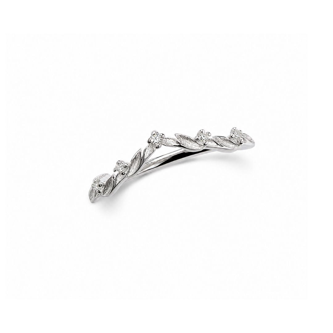 Filigree Leaf Silver Stacking Ring