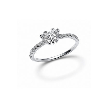 Butterfly Pave Silver Stacking Ring