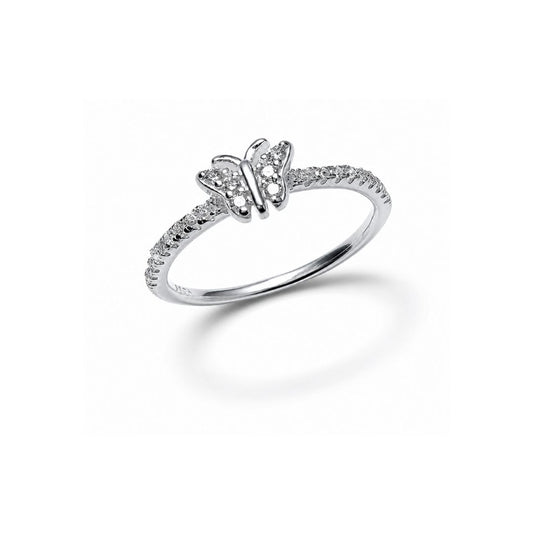 Butterfly Pave Silver Stacking Ring