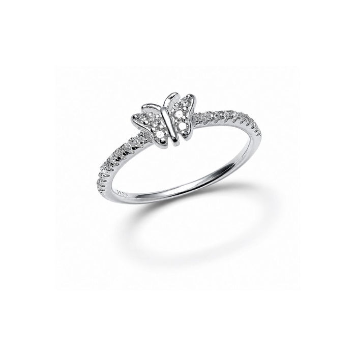 Butterfly Pave Silver Stacking Ring