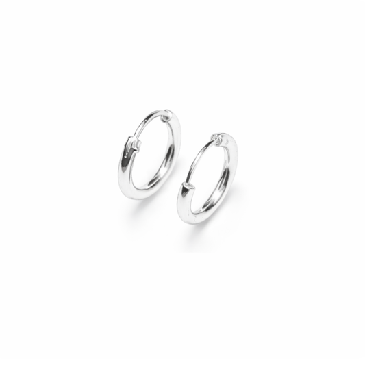 Slim Silver Huggie Hoops