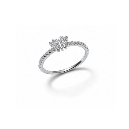 Butterfly Pave Silver Stacking Ring