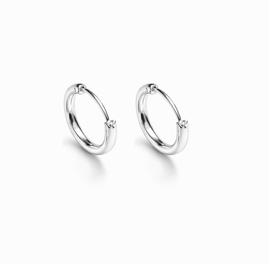 Slim Silver Huggie Hoops