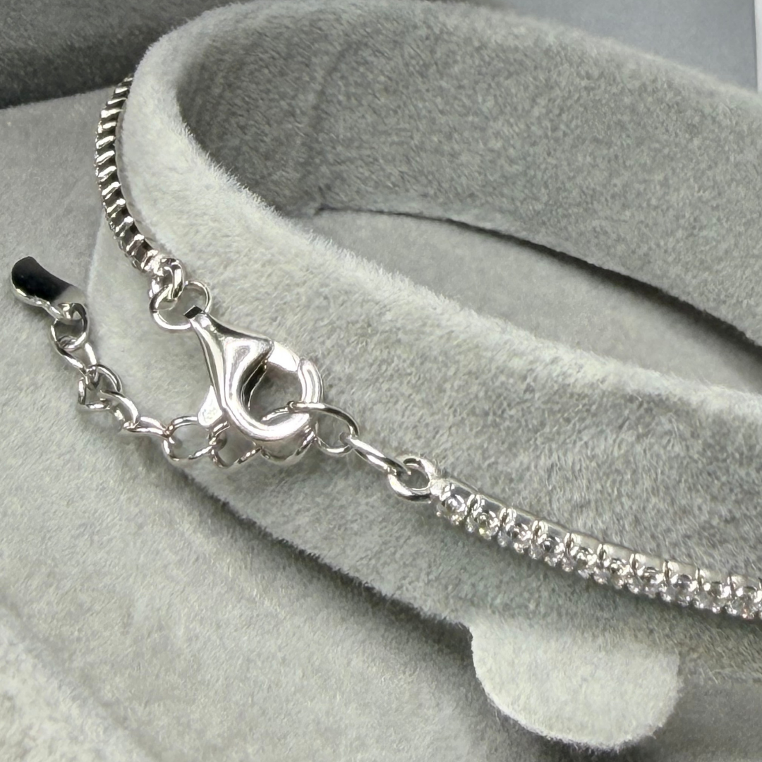 Geometric Rose Square 925 Silver Tennis Bracelet