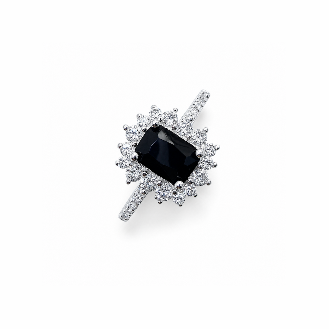 Emerald-Cut Stone Silver Ring