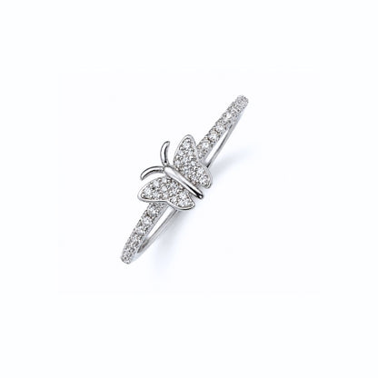 Butterfly Pave Silver Stacking Ring