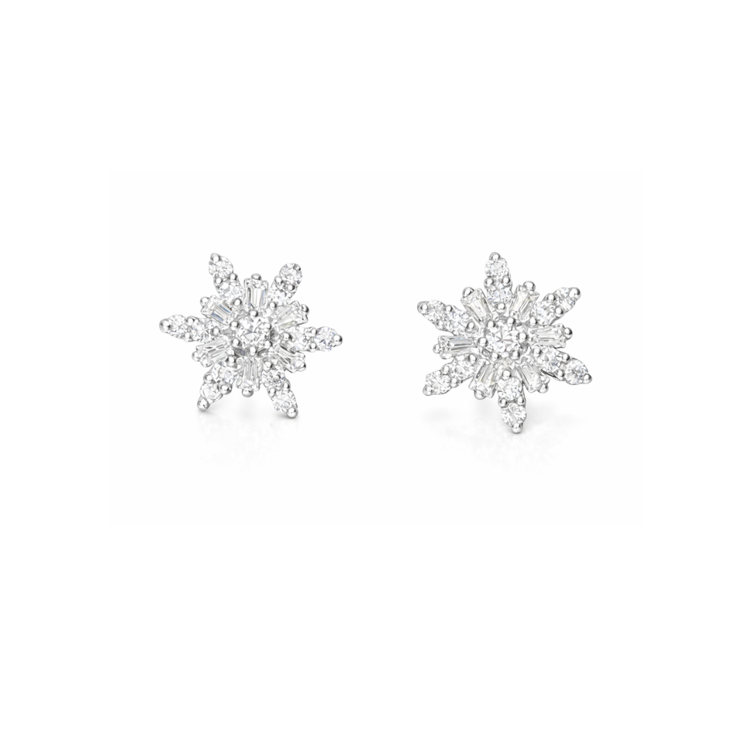 Snowflake Silver Eartops