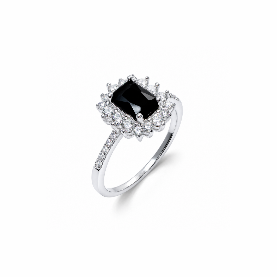 Emerald-Cut Stone Silver Ring