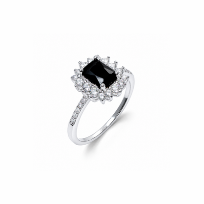 Emerald-Cut Stone Silver Ring