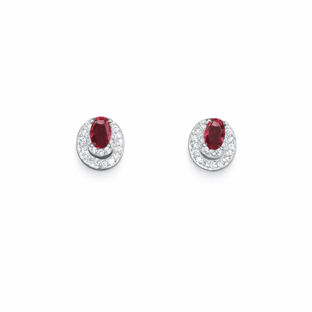 Oval Stone Silver Pendant Set