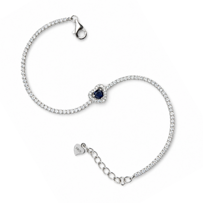 Blue Heart 925 Silver Tennis Bracelet