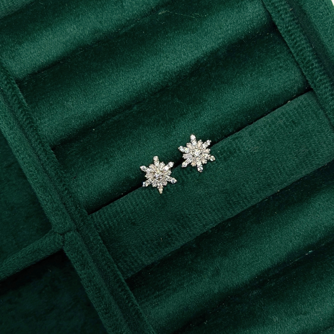 Snowflake Silver Eartops
