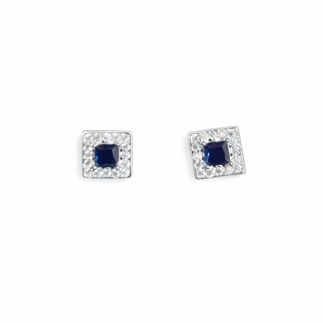Square Stone Silver Pendant Set