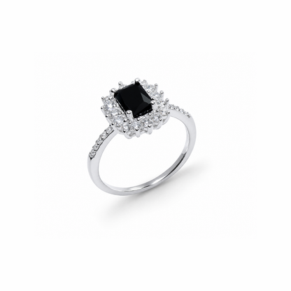 Emerald-Cut Stone Silver Ring