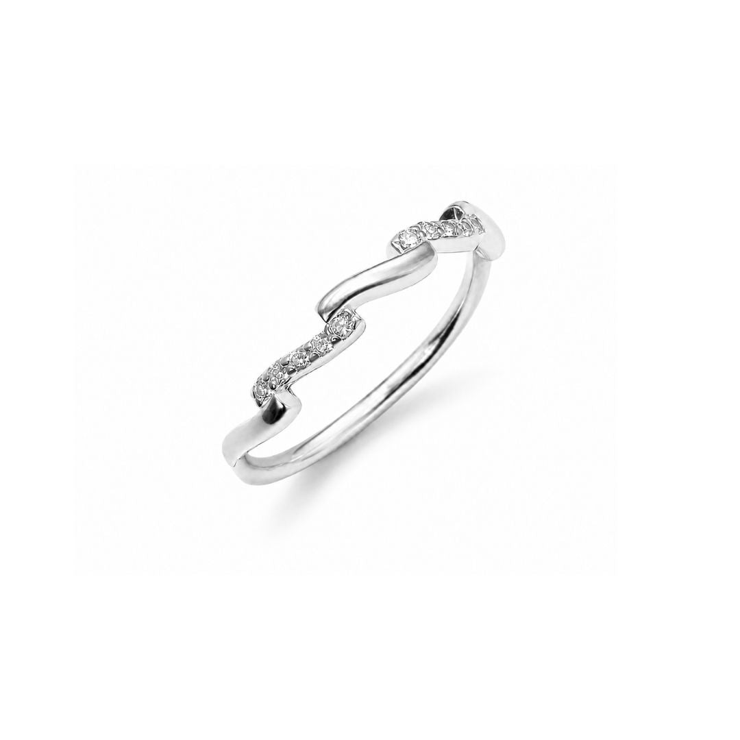 Wave Pave Silver Stacking Ring