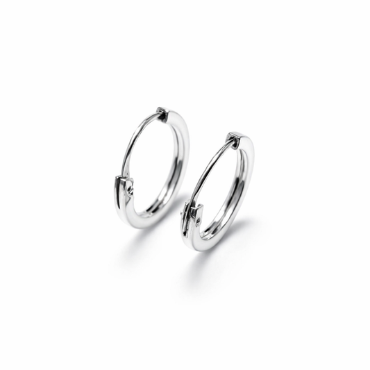 Square Edge Silver Hoops