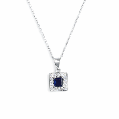 Square Stone Silver Pendant Set