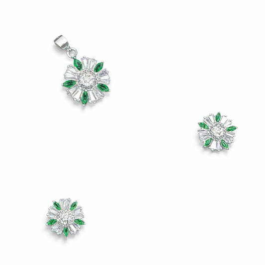 Petal Silver Pendant Set