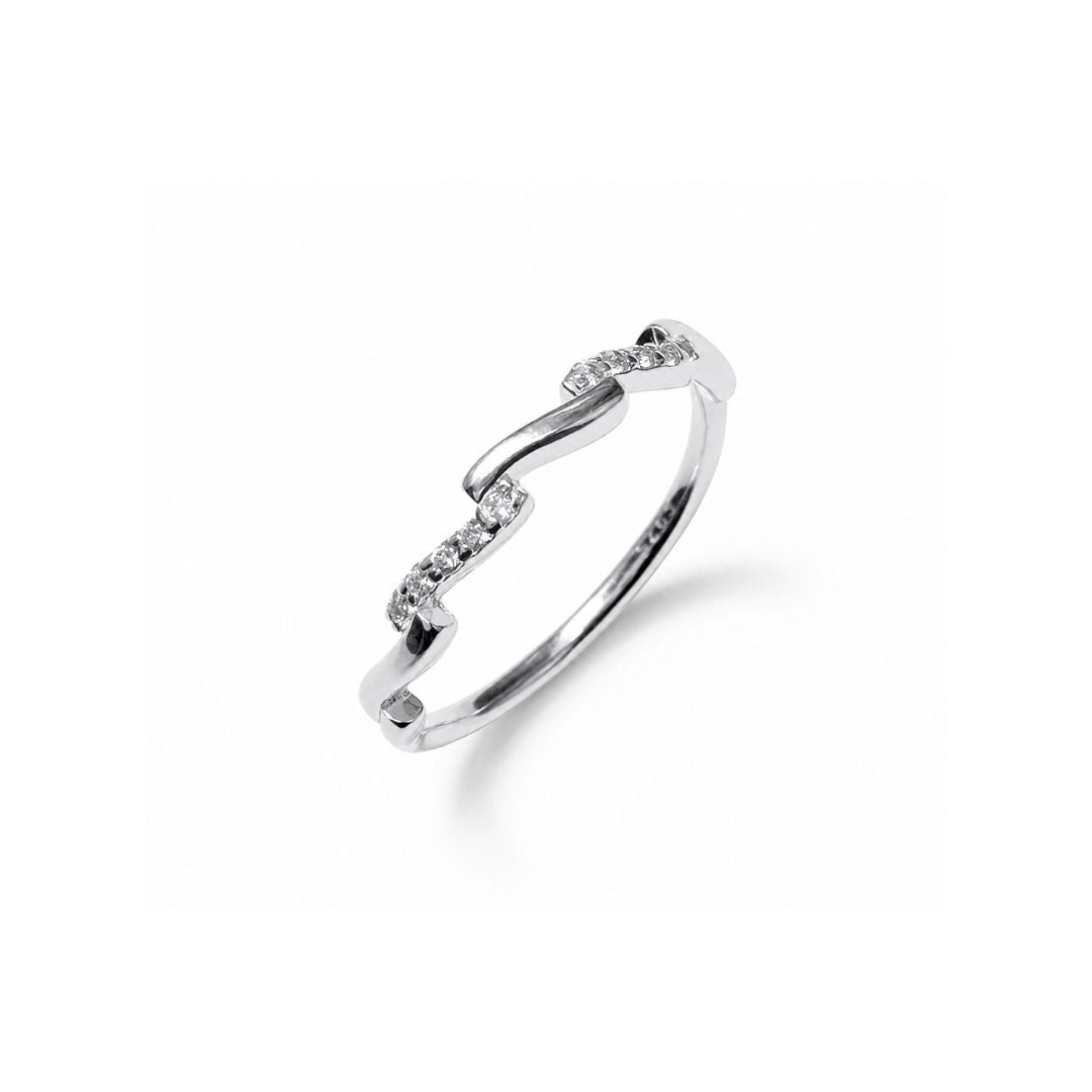 Wave Pave Silver Stacking Ring