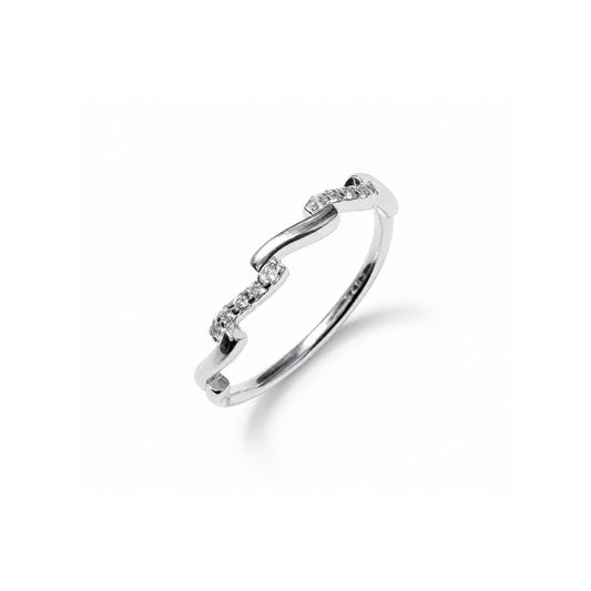 Wave Pave Silver Stacking Ring