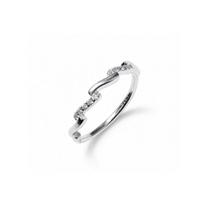 Wave Pave Silver Stacking Ring