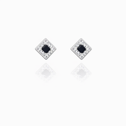 Square Stone Silver Eartops