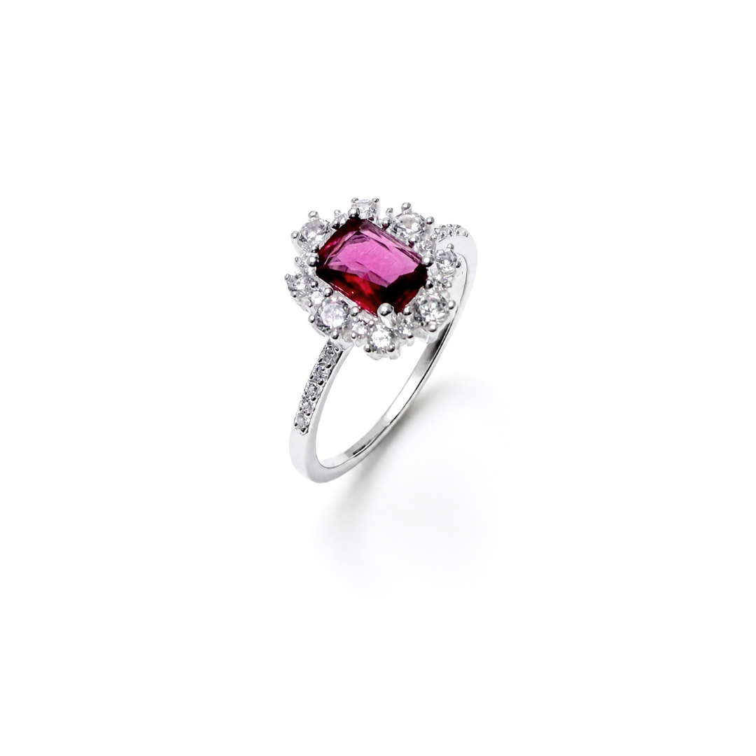 Emerald-Cut Stone Silver Ring