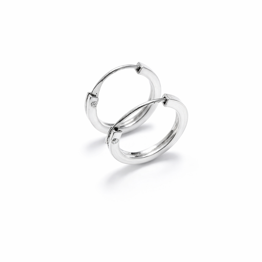 Square Edge Silver Hoops