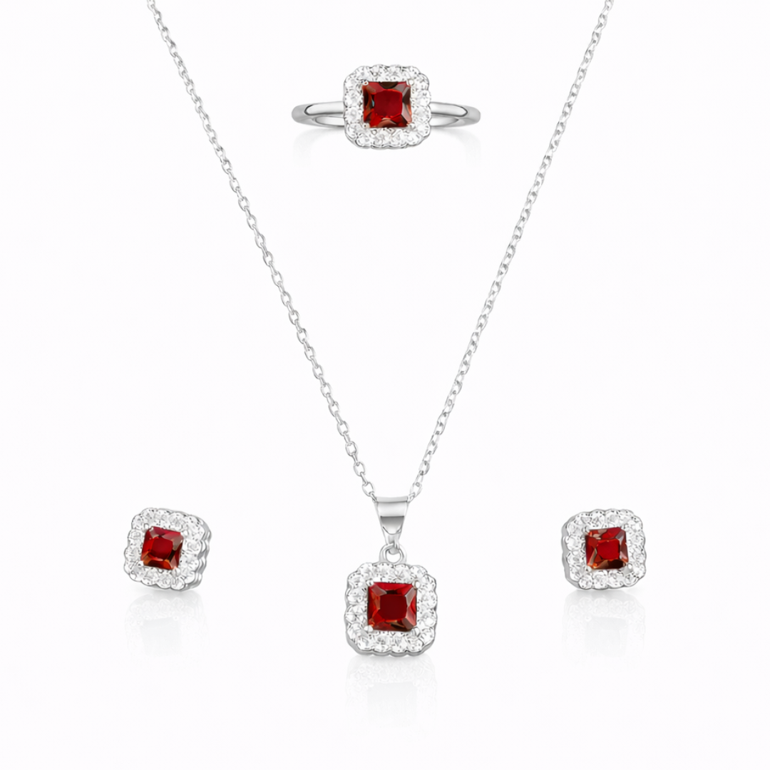 Lace Edge Silver Pendant Set