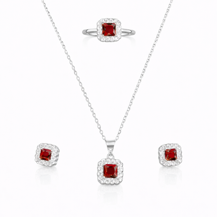 Lace Edge Silver Pendant Set