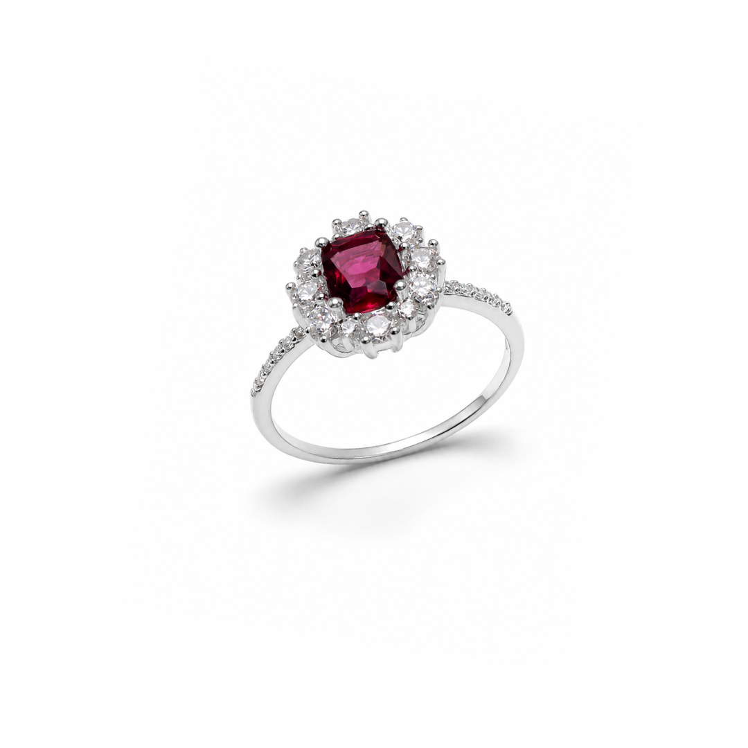 Emerald-Cut Stone Silver Ring