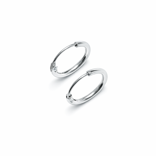 Round Edge Silver Hoops