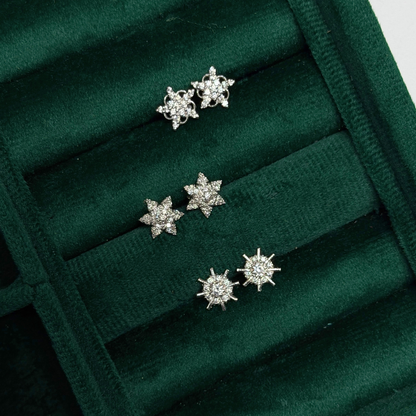 Flower Star Silver Eartops