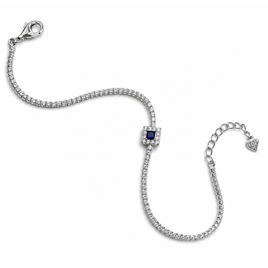 Navy Square 925 Tennis Bracelet