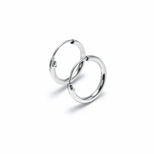 Round Edge Silver Hoops