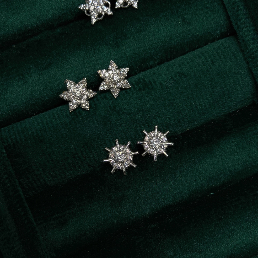 Starburst Silver Eartops