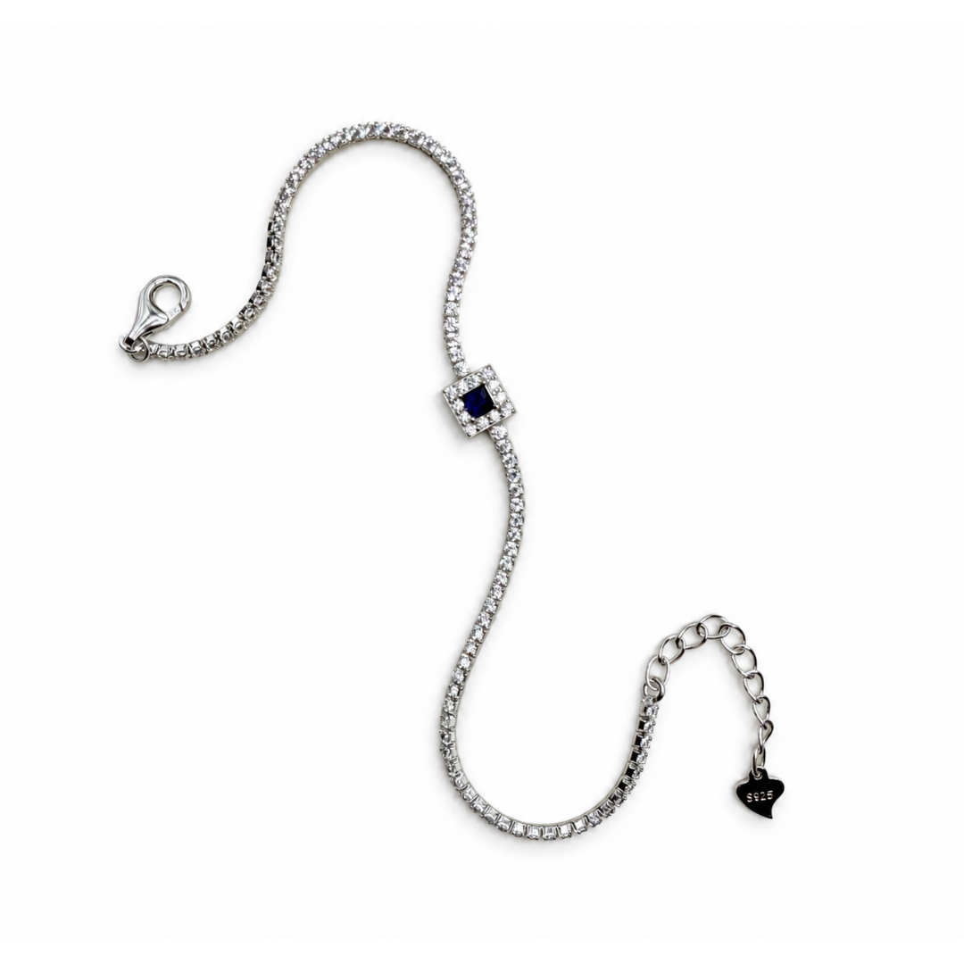 Navy Square 925 Tennis Bracelet
